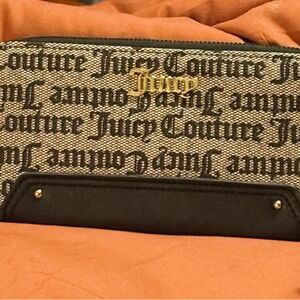 Juicy Couture Black and Gray Logo Wallet